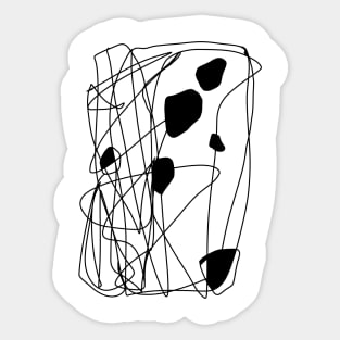 abstract black line art Sticker